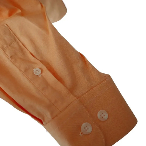Miller Performance Button Down Dress Shirt, Peach-Orange, Business, Office, Work - Picture 5 of 7